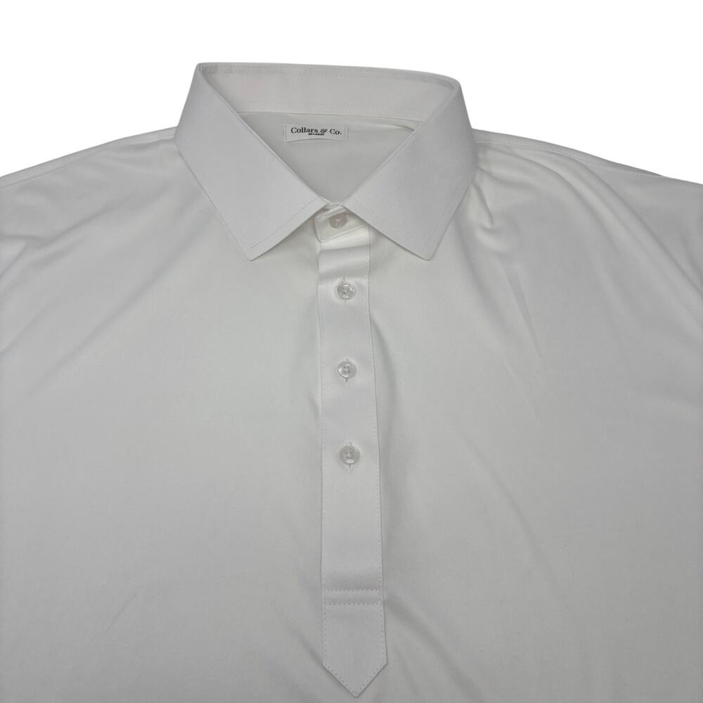 Collars & Co Mens 2XL Solid White Short Sleeve Polo Shirt
